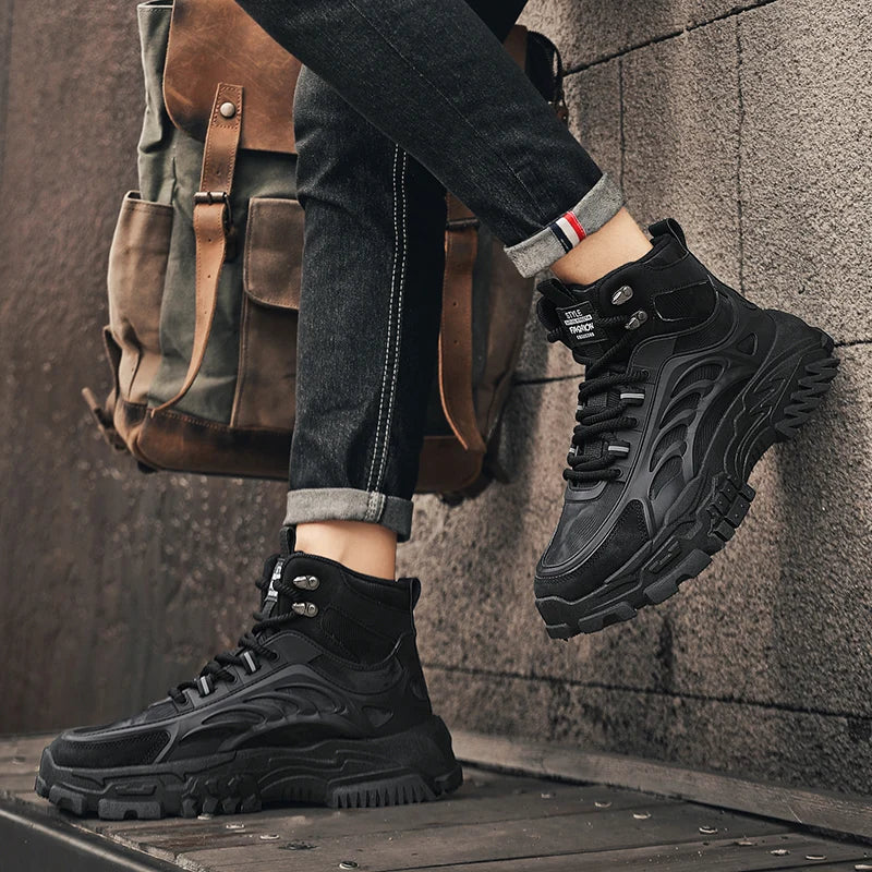 Men's Boots Outdoor Waterproof Men Ankle Boots Men Platform Work Safty Shoes for Men Casual Hiking Shoes Breathable Men Sneakers