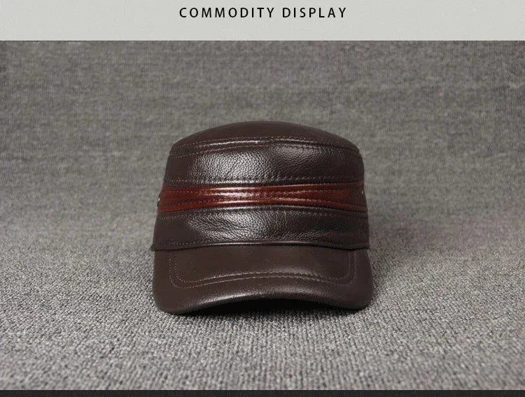 Adjustable Size Leather Baseball Cap Men's Winter Hat New Thicker Warm Cowhide Simple Fashion Male Bone Snapback Dad's Hats