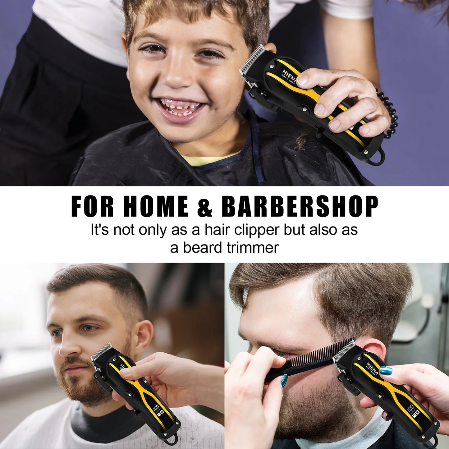 HIENA Hair Clippers for men Rechargeable Cordless Hair Trimmer Head Shavers haircut Professional barber hair cutting machine