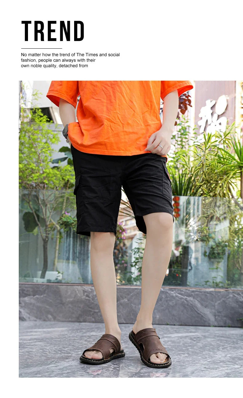 2025 Mens Slippers Summer Casual Shoes Beach Sandals Outdoor Slides Walking Comfort Leather Luxury Designer Fashion Lightweight