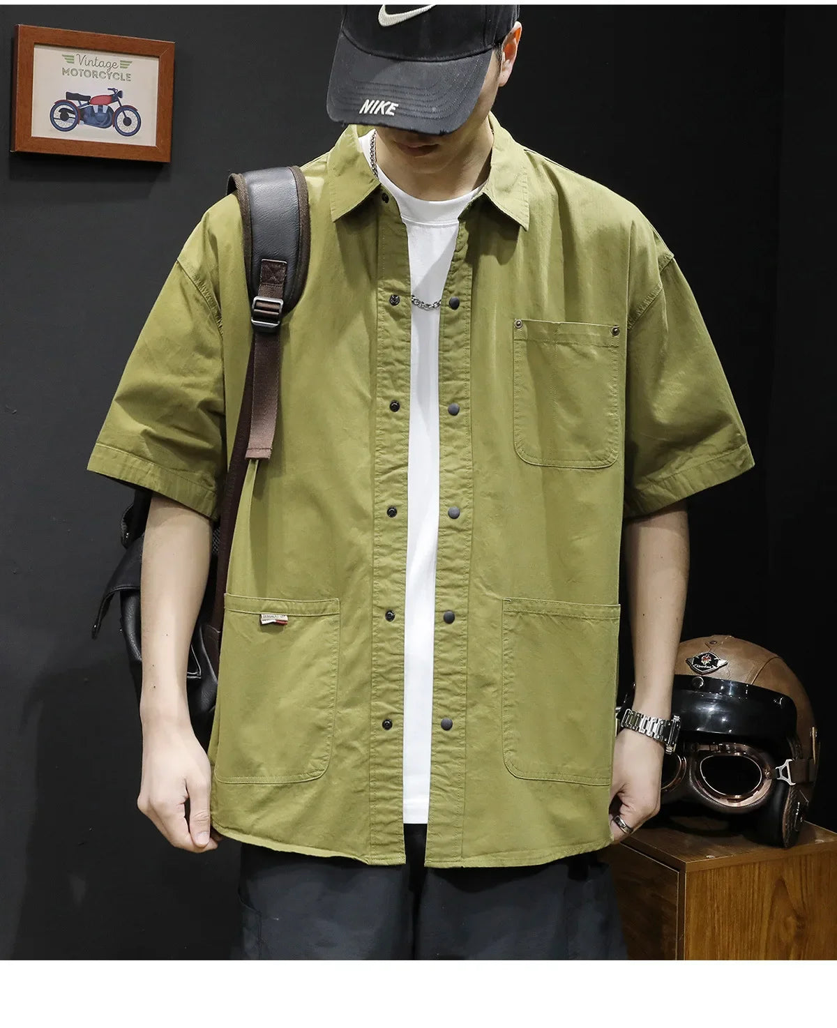 T-shirt Short-sleeved Shirt Men's Trendy Brand Trendy Shirt Summer Casual Work Clothes Loose Summer Trendy