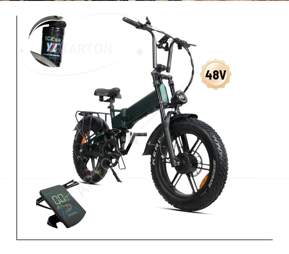 2000W 48V 20AH 20X4.0 Fat Tires, Aluminum Alloy Frame, Adult Electric Bicycle, Foldable, Hydraulic Brake