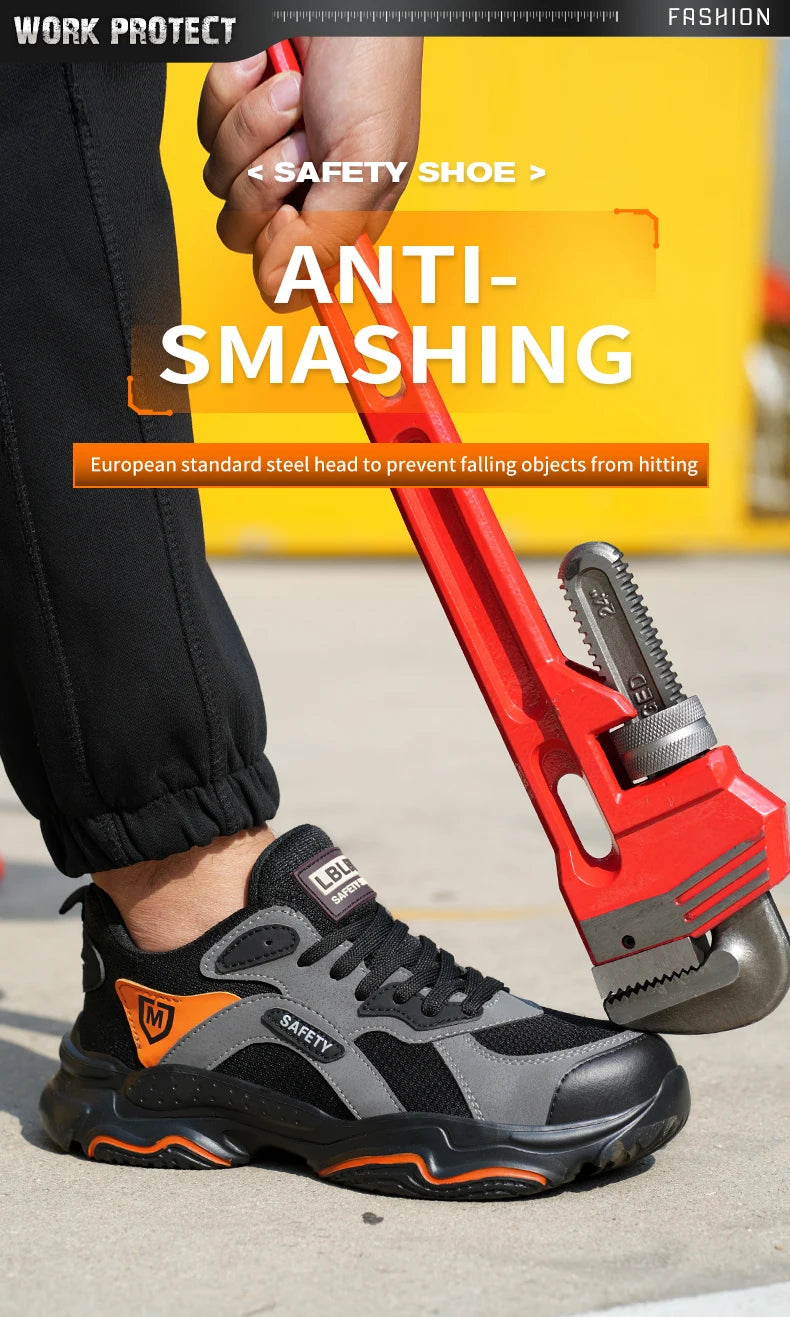 Work Sneakers for Men Safety Shoes Anti-smash Anti puncture Indestructible Shoes Breathable comfort Steel Toe Protection Shoes