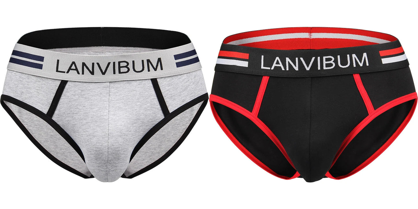 2-piece set - cotton men's underwear briefs breathable youth mid-waist large-size men's underwear underwear summer briefs