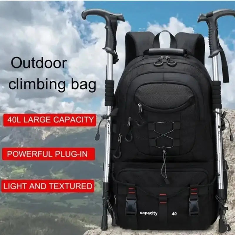 Large capacity backpack professional outdoor hiking and mountaineering bag lightweight and waterproof travel bag, usb interface