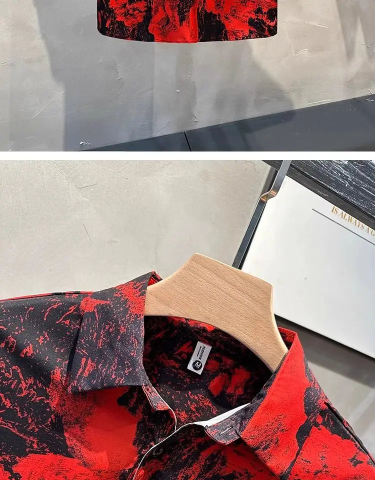 Men's Clothing 2025 Summer Fashion Vintage Print Button Up Shirt Casual Streetwear Y2K Short Sleeve Loose Tops Camisas De Hombre