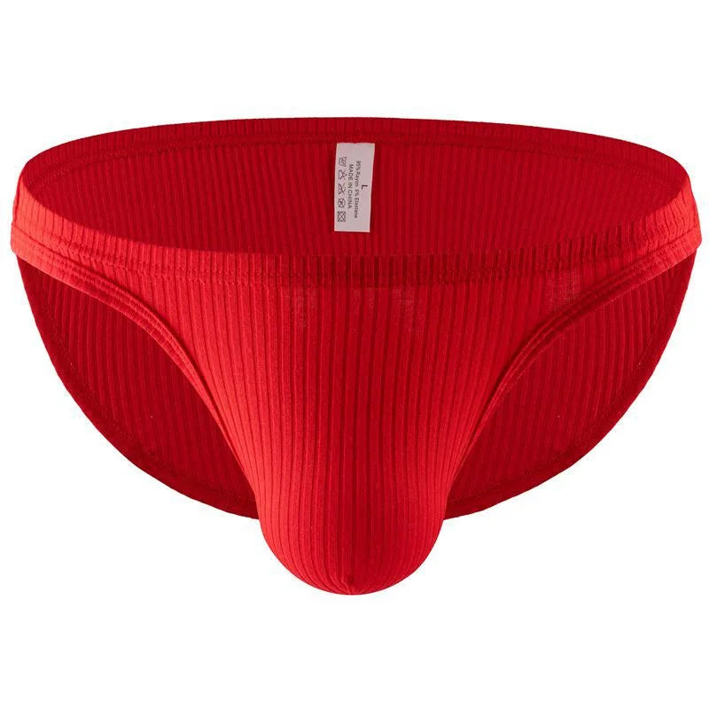 Men Ribbed Underwear Low Rise Bulge Pouch Briefs Soft Panties Male Breathable Underpants Man Comfortable Knickers Bikini Trunks