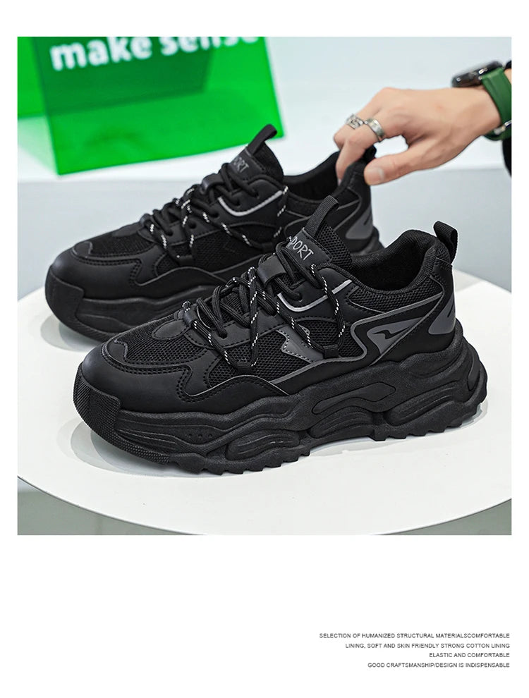 Men Sneakers 2025 Autumn New Mesh Breathable Running Sport Shoes Light Soft Thick Sole Hole Man Casual Shoes Athletic Sneakers