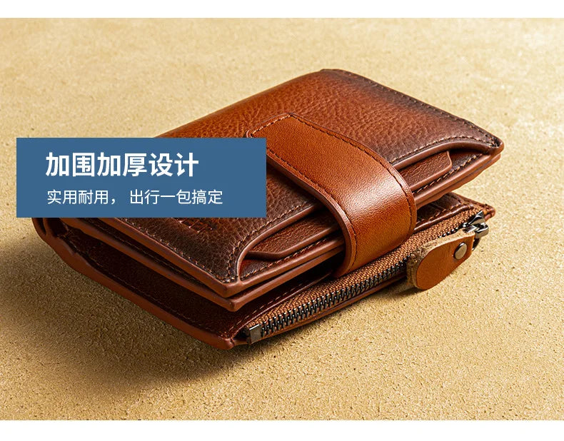 Short Genuine leather Wallet for Man Daily Real Cow Leather Purse 2025 New Boys RFID Card Holder Coin Purse