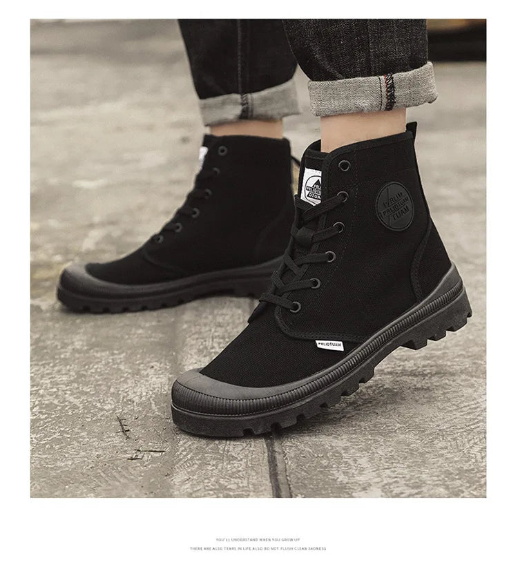 New Fashion High-top Mens Boots Outdoor Comfortable Mens Casual Boots Jungle Mountaineering Men Shoes Wide Bottom Platform Boots