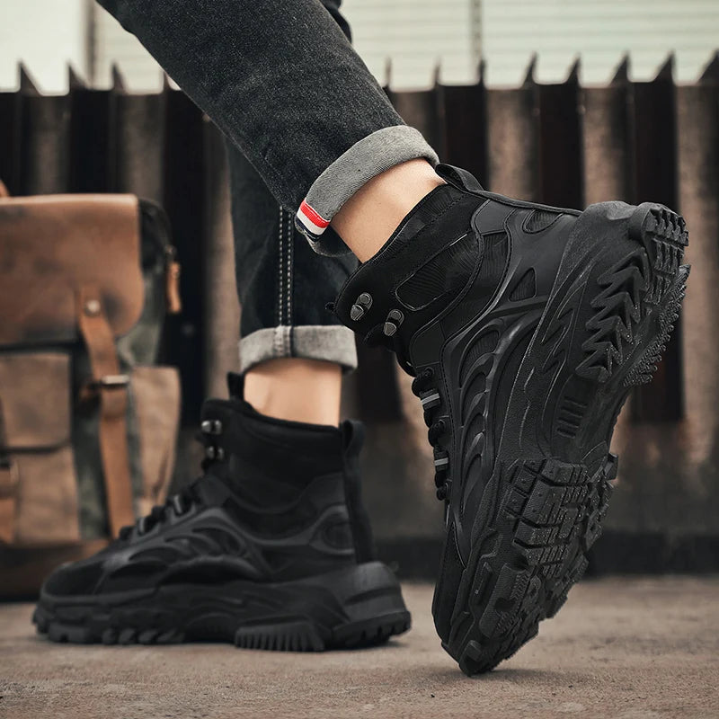 Men's Boots Outdoor Waterproof Men Ankle Boots Men Platform Work Safty Shoes for Men Casual Hiking Shoes Breathable Men Sneakers