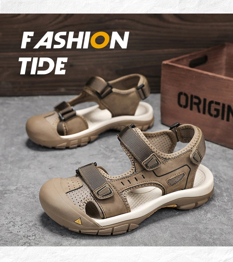New Fashion Summer Casual Men's Shoes Beach Sandals Quality Closed Toe Sandals Soft Breathable Large Size Men Sandals Size 38-46