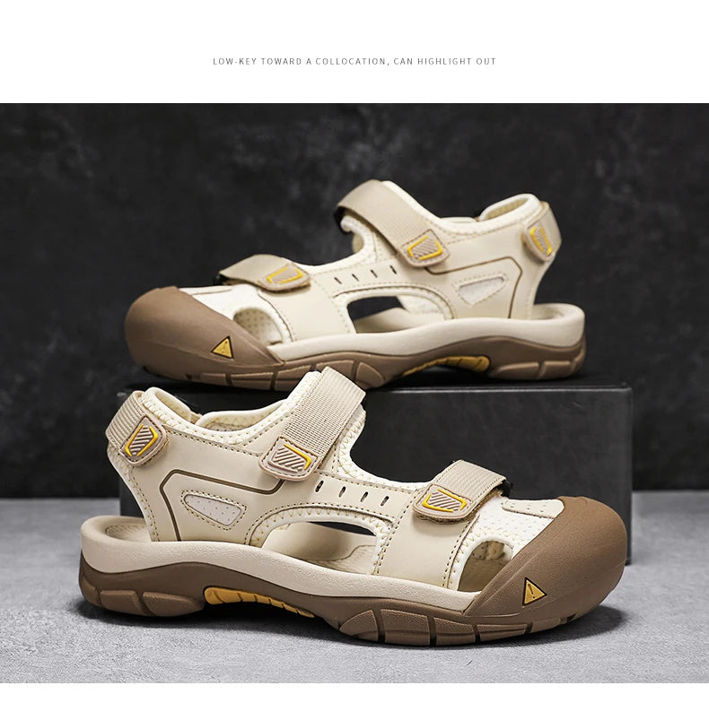 New Fashion Summer Casual Men's Shoes Beach Sandals Quality Closed Toe Sandals Soft Breathable Large Size Men Sandals Size 38-46