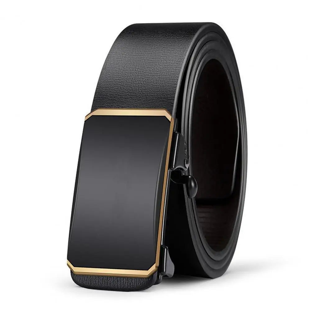 120cm Men Belts Automatic Buckle Belt Formal Faux Leather Adjustable Long-lasting Men Business Belt Casual Buises for Jeans
