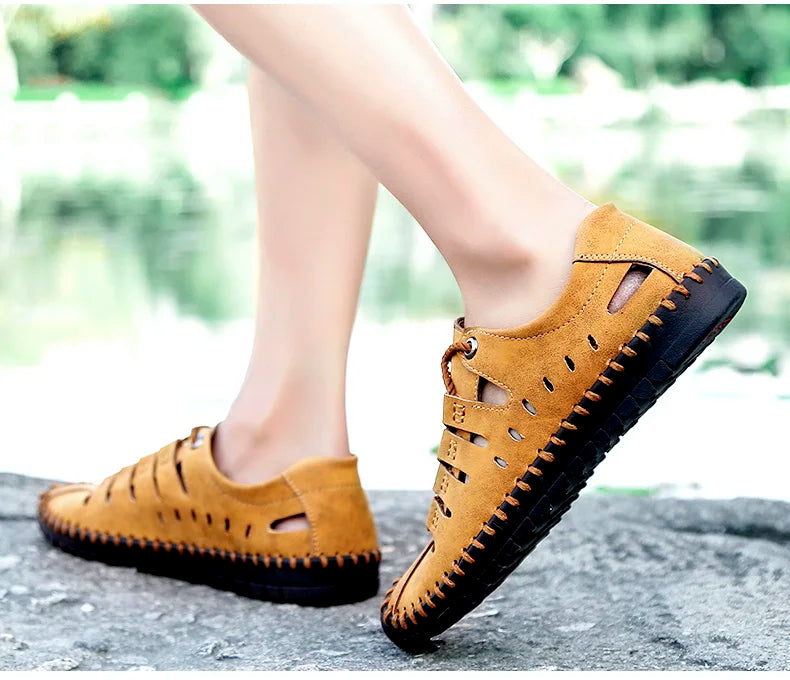 Men Leather Sandals Comfortable Outdoor Casual Shoes 2022 Summer Beach Casual Walking Male Sneakers Men Beach Casual Sandals