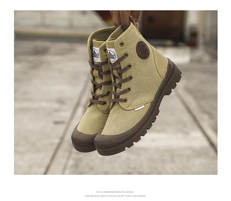 New Fashion High-top Mens Boots Outdoor Comfortable Mens Casual Boots Jungle Mountaineering Men Shoes Wide Bottom Platform Boots
