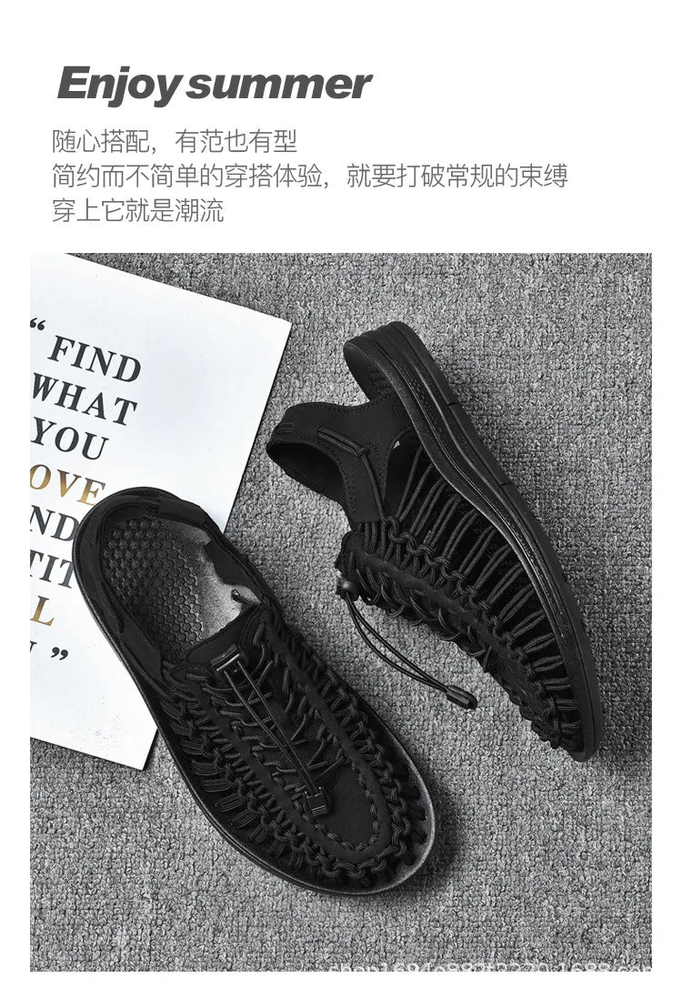 Men's Sandals Woven Casual Mens Beach Shoes 2025 New Comfortable Soft Men's Sandals Summer Casual Shoes for Men Sandalias Hombre