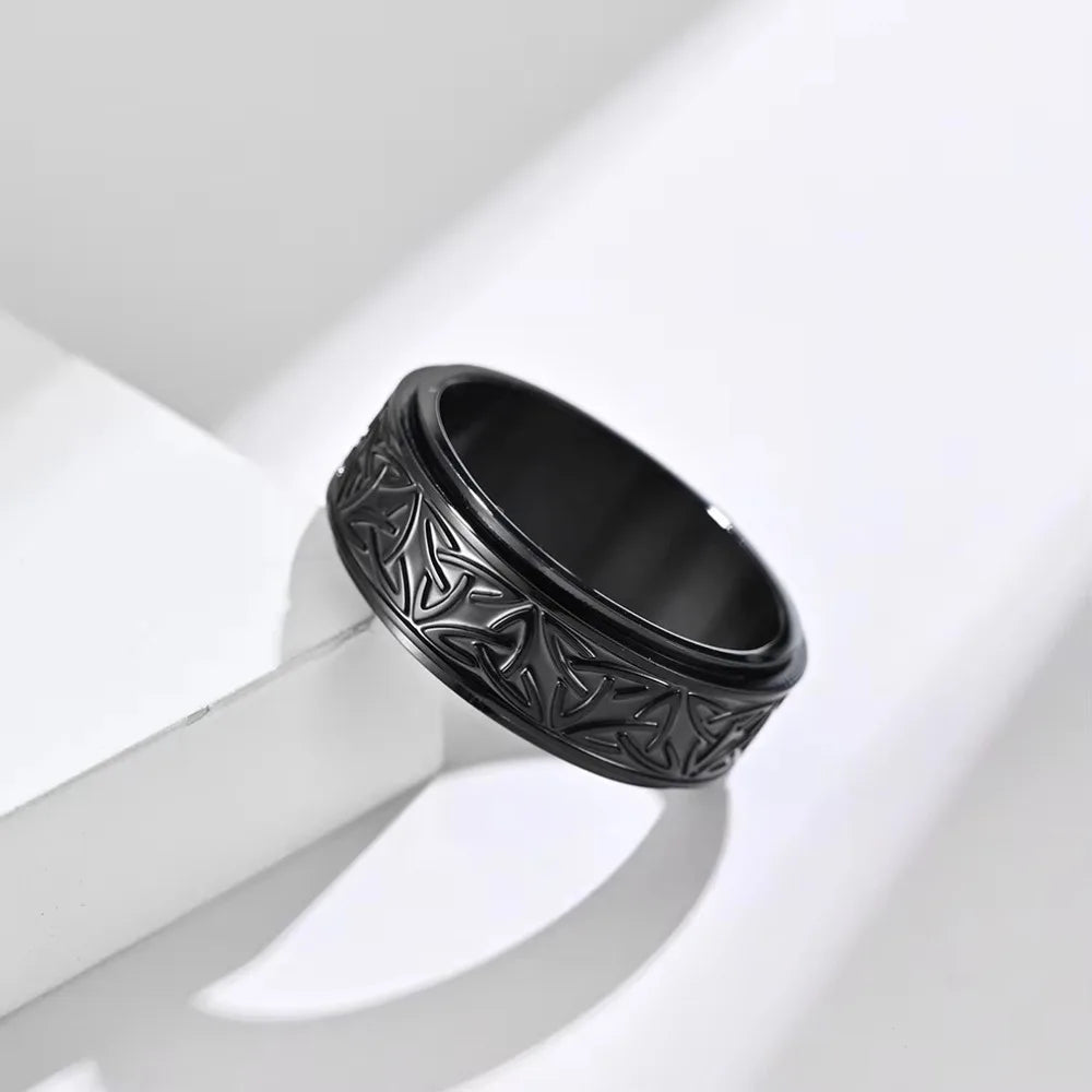 Vintage Viking Celtic Knot Rune Rings Rotating Stainless Steel Anti Stress Anxiety Relife Spinning Ring Men Anillo Antiestres
