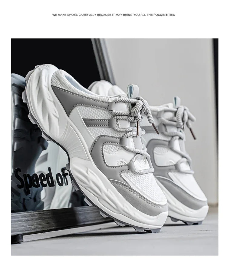 Sneakers for Men Fashion Green Half Breathable Summer Chunky Shoes Men Streetwear Platform Sneakers Man Sports Casual Shoes 2025