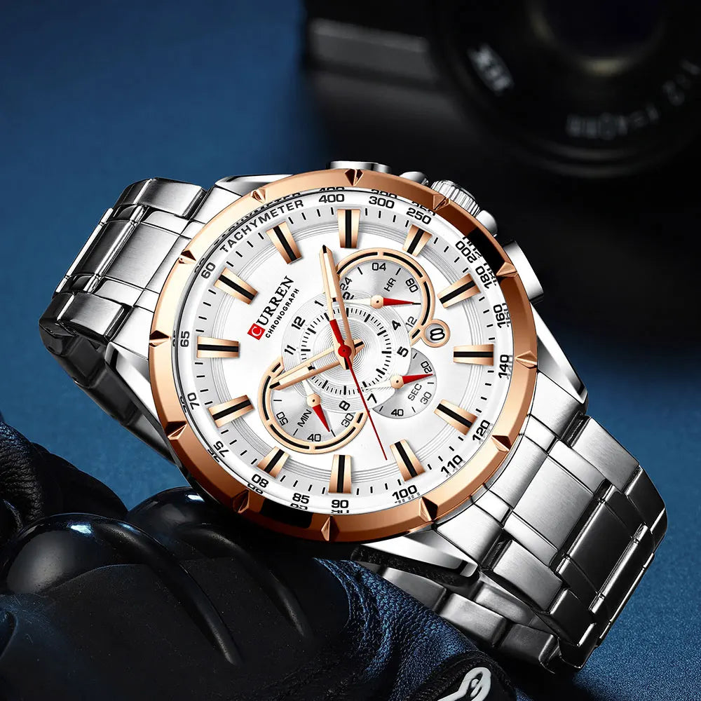 Curren 8363 Men Watch Business Casual Fashion Wristwatch 6-Hand Chronograph Quartz Luxury Relogio Masculino