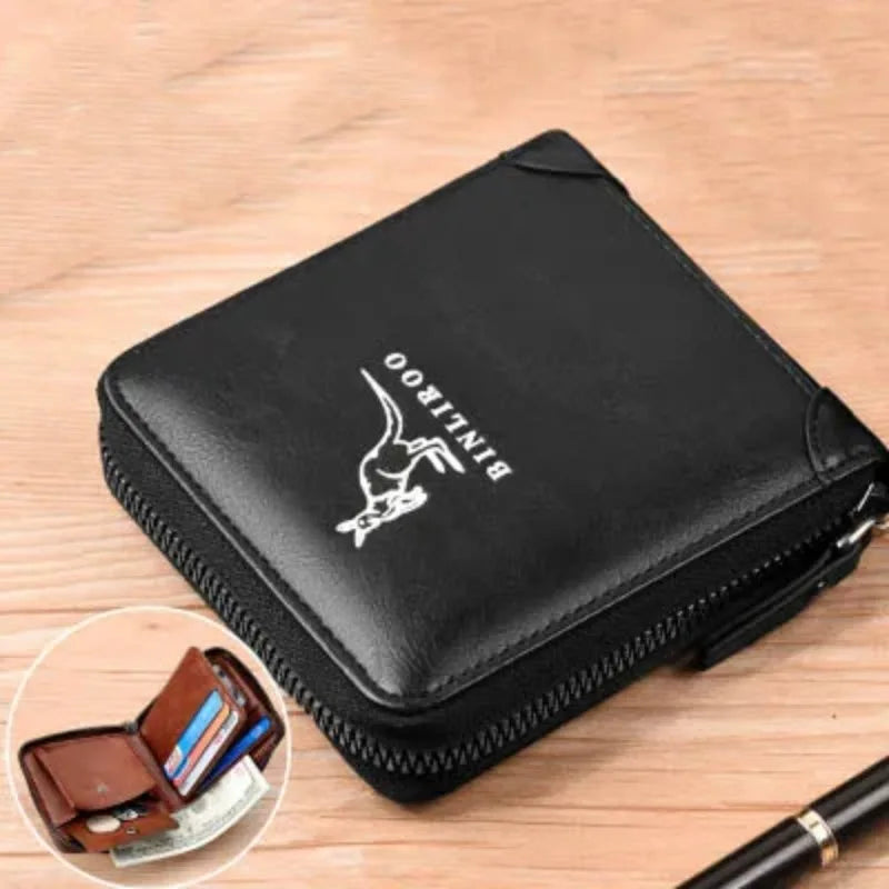 Leather Men’s Wallet Luxury Mens Purse Male Zipper Card Holders with Coin Pocket Rfid Wallets Gifts for Men Money Bag