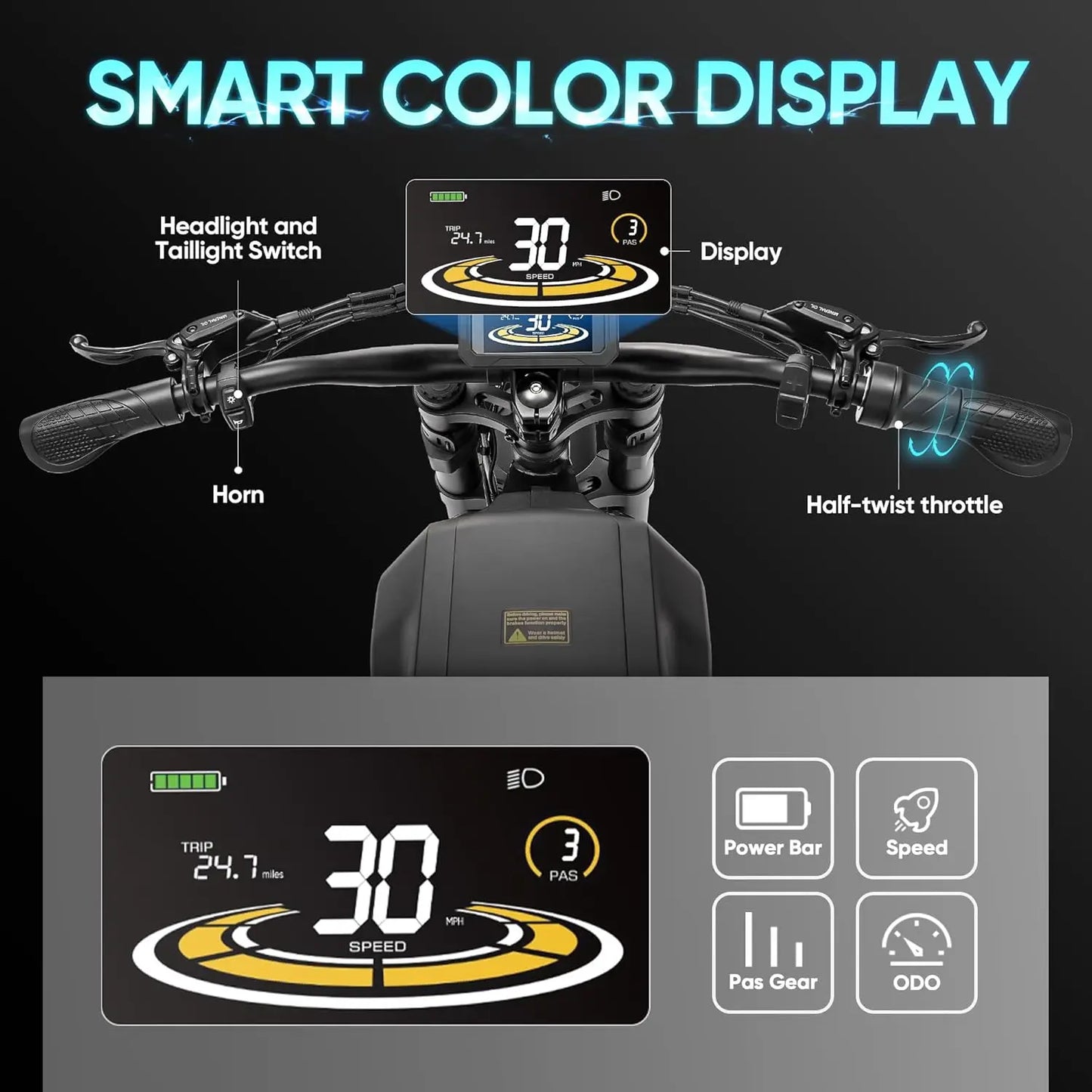 1700W Electric Dirt Bike 48V 30Ah 36MPH 90Mile Range 20In Fat Tire Dual Disc Hydraulic Brakes Adult Off Road, Customized