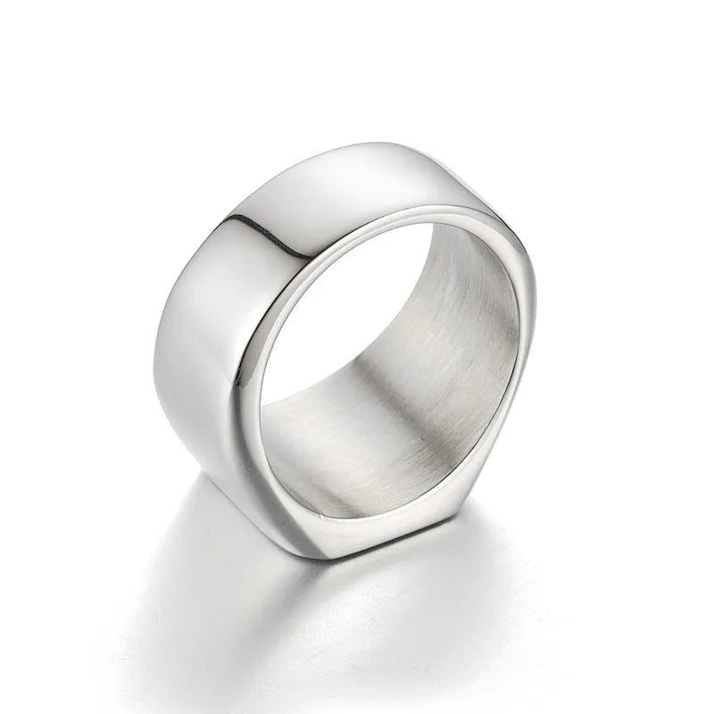 Maxmoon Men's Ring Punk Rock Smooth 316L Stainless Steel Signet Ring For Men Hip Hop Party Jewelry Wholesale Male Wedding Anel