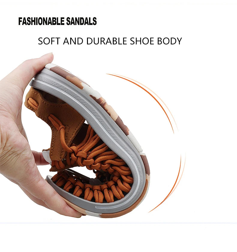 Summer Men Sandals Weaving Design Beach Sandals Breathable Casual Flat Roman Mens Shoes Outdoor Couples Sandals