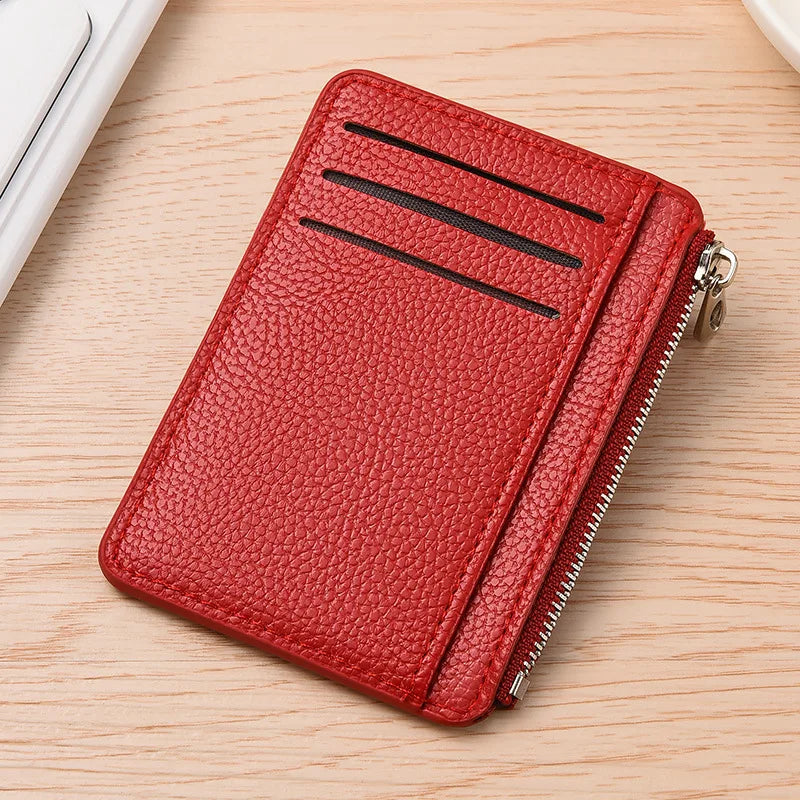 Slim Leather Wallet for Men Multi Slot Card Holder with Coin Pocket Black Brown Business Purse