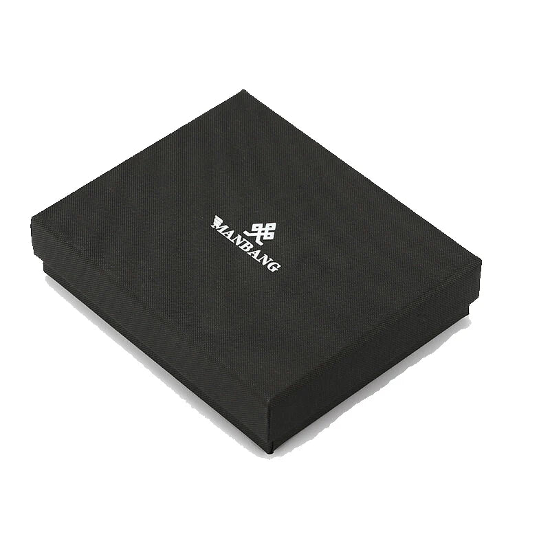 【Genuine Cow Leather / Gift Box】ManBang Luxury Men's Wallet RFID Short Trifold For Men with ID Window and Credit Card Holder