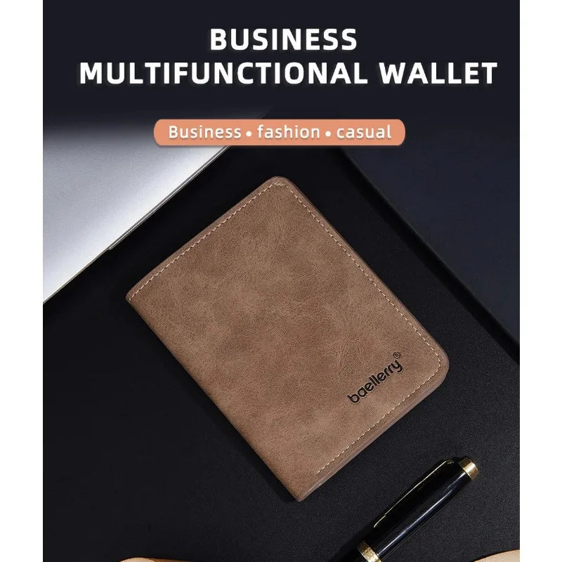 New Baellerry Wallet for Men PU Leather Front Pocket Minimalist Money ClipTravel Essentials Black blue brown gray four colors