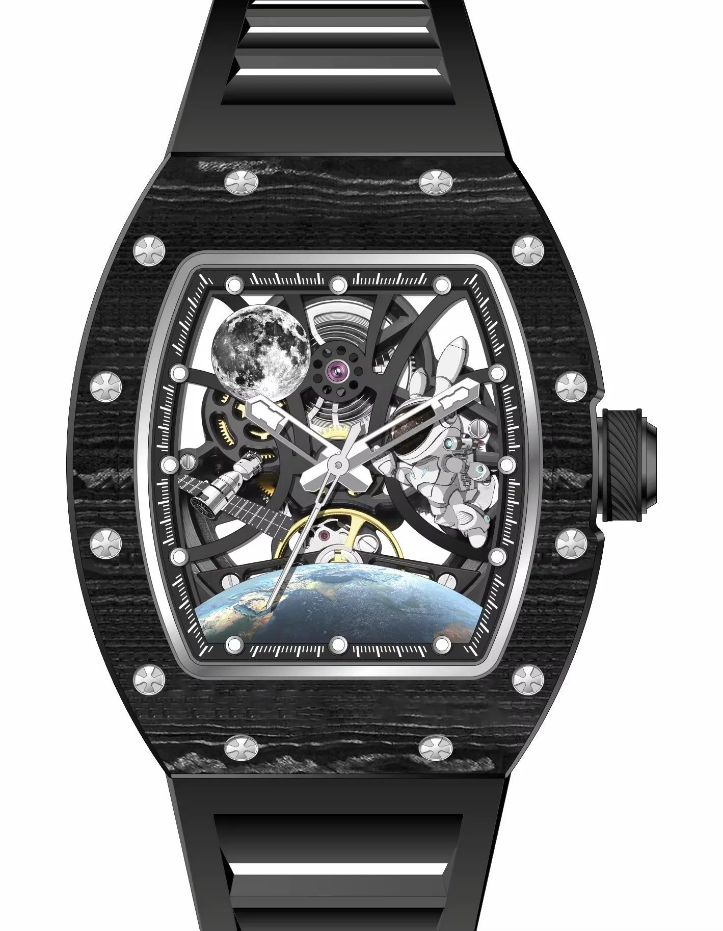 2025 High Quality Men's Automatic Watch with Stylish Sports Silicone Strap  Waterproof Mechanical Watches for Active Lifestyles