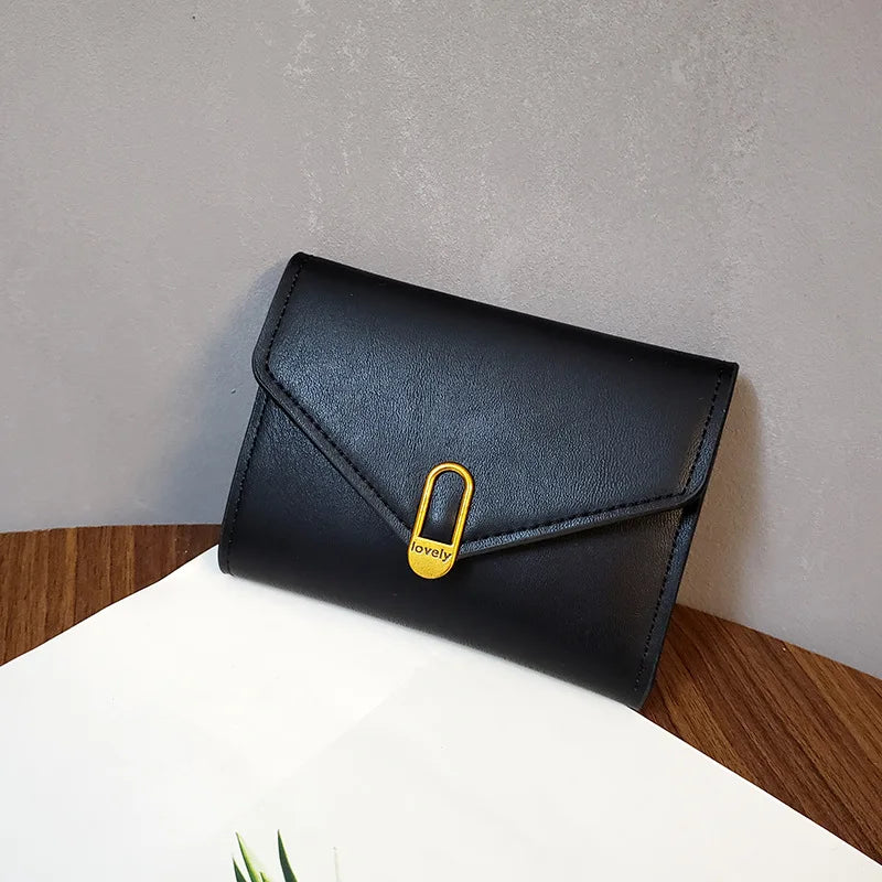 New Leather Women's Wallet Fashionable Three Fold Simple Black High-quality Soft Leather Wallet Leather Small Coin Pocket