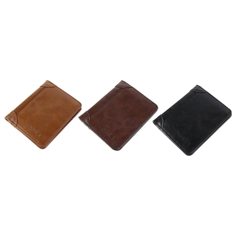 Leather 2 Fold Wallets Urban Recreational Style Soft Men's Short Wallet Multifunction Solid Color Male Leather Purse Shopping