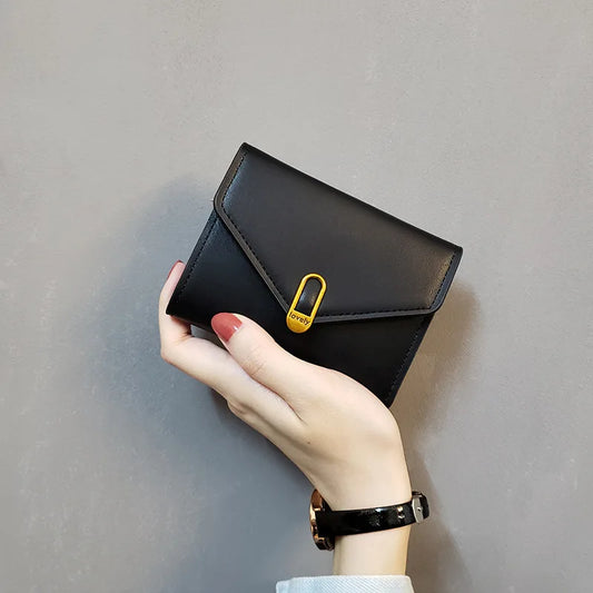 New Leather Women's Wallet Fashionable Three Fold Simple Black High-quality Soft Leather Wallet Leather Small Coin Pocket