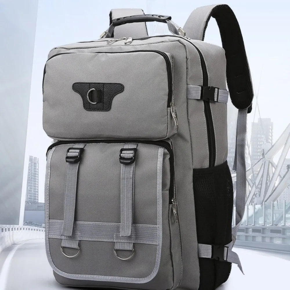 60L Men's Backpack Large Capacity Waterproof Travel Backpack Multi Buckle Wear-resistant Commuting Bag Hiking