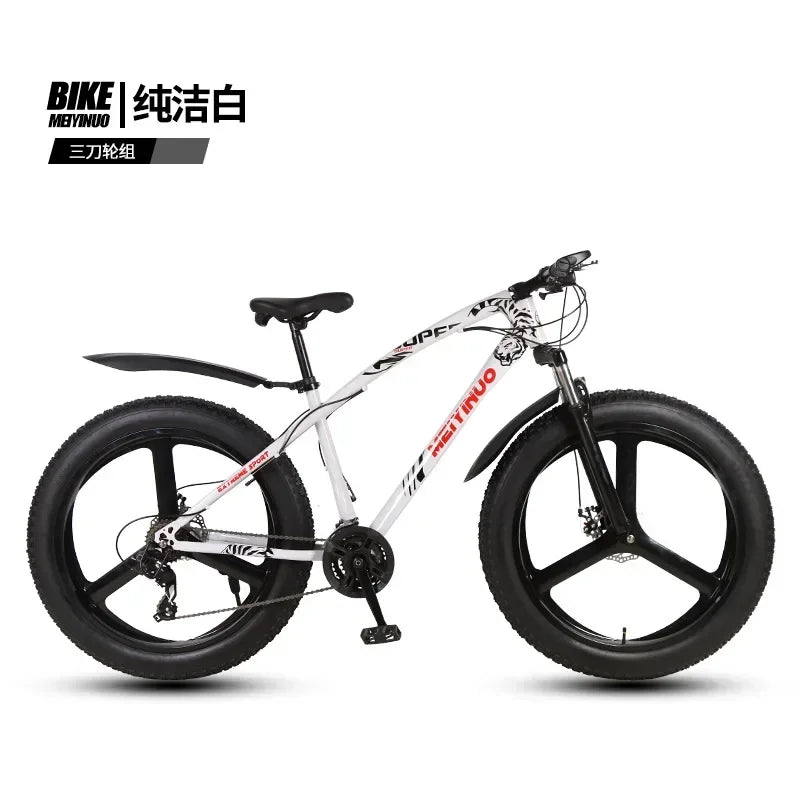 A Snowmobile 26 Inch Double Disc Wide Tires off-Road Speed Bike Adult Knight Bicycle Mountain Bike