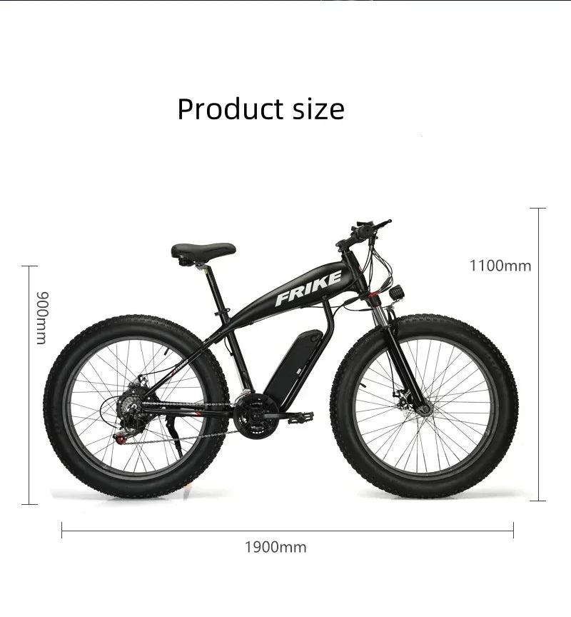 -For 26 Inch Lithium Battery Fat Tire Snow Off-road Electric Assisted Bicycle Mountain Bike
