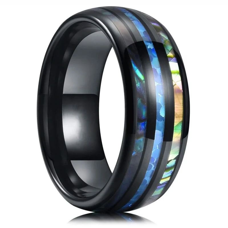 Fashion Viking Tree Of Life Stainless Steel Abalone Shell Rings For Men Odin Norse Viking Rune Rings Retro Amulet Jewelry Gift
