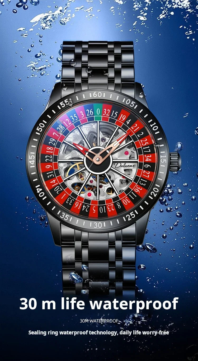 Men Mechanical Watch Automatic Luxury Gambling Rotating Plate Dial Wristwatch Man Casual Waterproof Luminous Clock Reloj Hombre