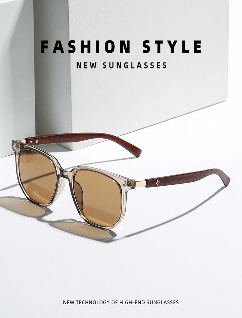 Classic Big Woodgrain Sunglasses Men women Retro Oversize Square Sun Glasses Male Female Fashion Summer Vacation Driving Shades