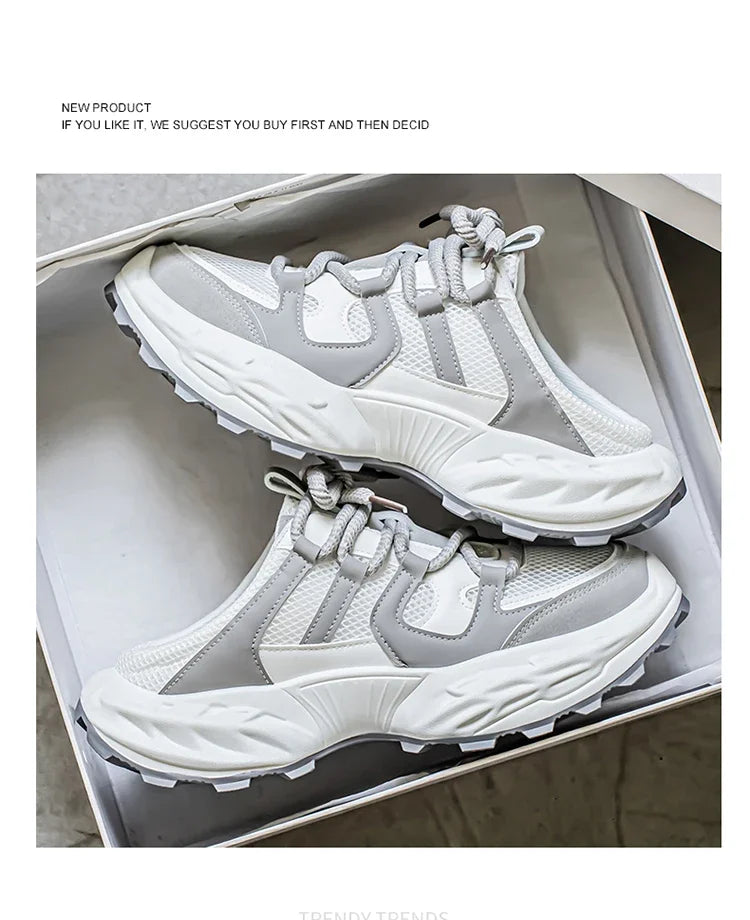 Sneakers for Men Fashion Green Half Breathable Summer Chunky Shoes Men Streetwear Platform Sneakers Man Sports Casual Shoes 2025