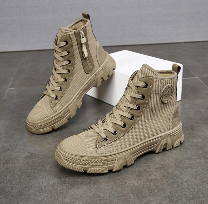 Men's High Cut Boots Warm Winter Lace Up with Fur Outdoor Hiking Male Shoes Platform Retro Original Deals Comfortable Offer Sale