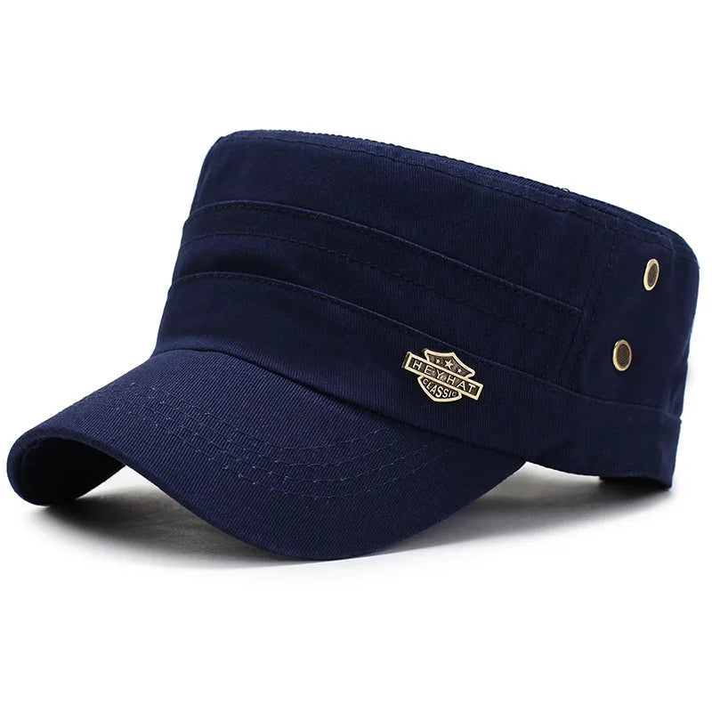 Men  Cap Summer Autumn Casual Cadet Hat Flat Top Caps Female Vintage Hats Bone Man Cap Fashion Shade Cotton Cap