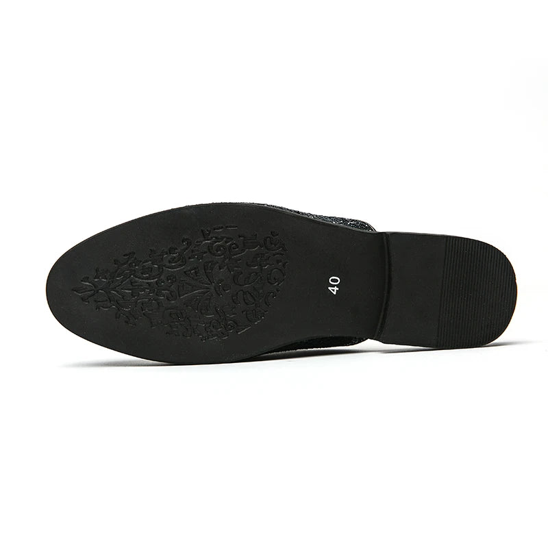 2024 New Luxury Designer Men's Casual Bling Leather Loafers Italian for Men Half Shoes Mules Male Black Slides Business Slippers