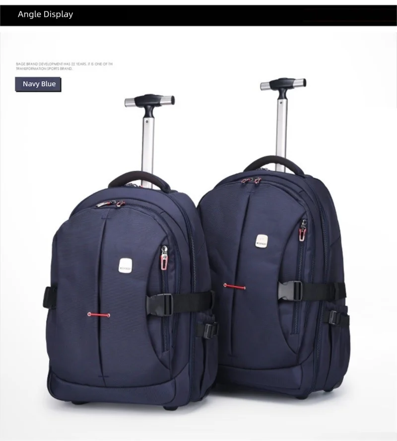 Airline Approved Carry On Backpack for Men Large Capacity Luggage with Telescopic Handle Durable Wheels TSA Friendly Travel Bag