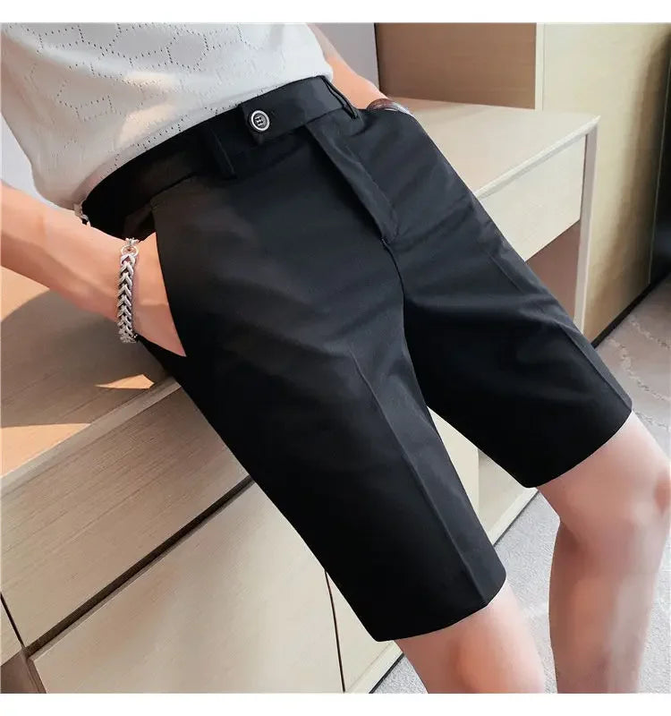 Suit Shorts Summer Men's Pants Straight-leg Casual Handsome Small Trousers Versatile Five-quarter Pants Loose Causal Chic Pants