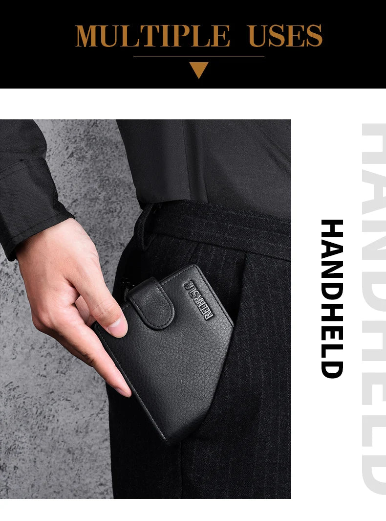 Genuine leather Men's Wallet Classic Style Short Multi-Card Wallet Coin Pocket Wallet High-End Minimalist wallet for Men