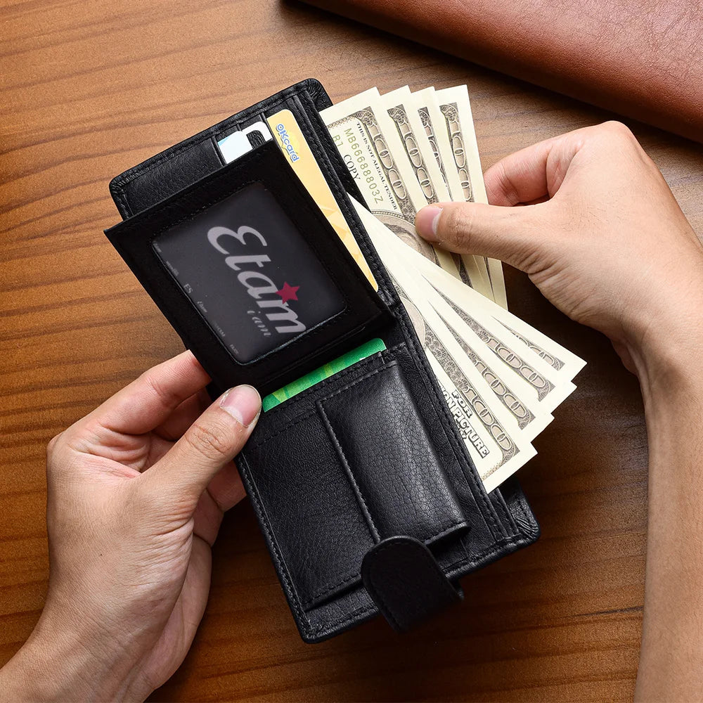 Genuine leather Men's Wallet Classic Style Short Multi-Card Wallet Coin Pocket Wallet High-End Minimalist wallet for Men