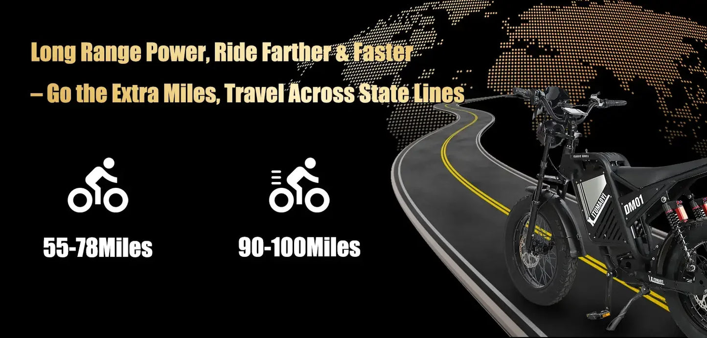 BAOLUJIE DM01 Electric Motorcycle 2000W Moto Electric Bicycle 60V30AH Battery Color Display 42 MPH EBike UL2849【1 Year Warranty】
